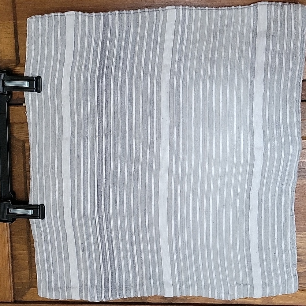 West Elm Silk Cotton Blend Mini Stripe Pearl Gray Accent Throw Pillow Cover